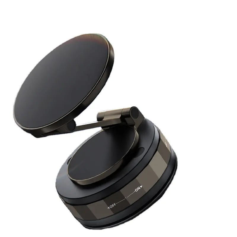 360-degree rotating metal folding car magnetic suction phone navigation bracket with adjustable height, vacuum adsorption fixation, strong magnetic car bracket