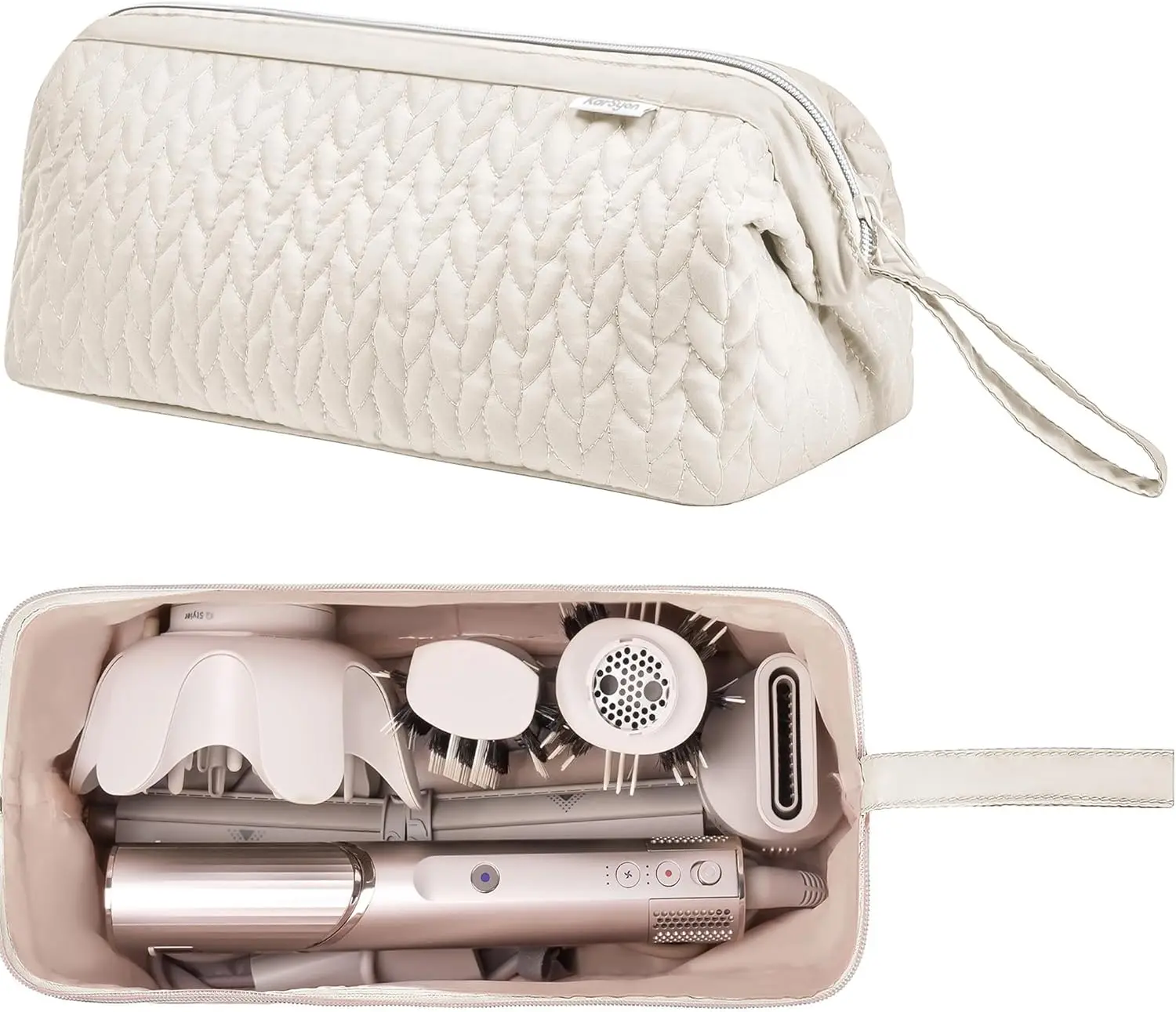 Shark Flex Style Case for  Airwrap Hair Dryer Brush  Hair Tools Travel Bag Carrying Case Flat Curling Iron Organizer (Beige)
