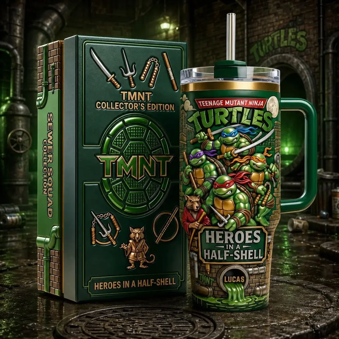 Teenage Mutant Ninja Turtles 40oz Tumbler V1, High-Quality Insulated Tumbler, Mutant Ninja Heroes Theme Cup With Handle, Turtle Team Adventure Fan Gift, Animated Comic Inspired Merch, Leakproof Travel Tumbler.
