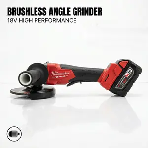 Milwaukee 18V Brushless 125mm Angle Grinder with M14 Spindle Featuring Variable Speed from 3500 to 8500RPM and 33mm Cutting Depth for Professional Metal Grinding across Heavy-Duty Construction and Industrial Fabrication
