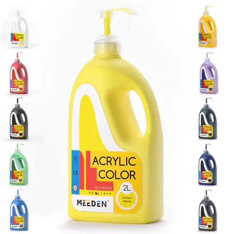 MEEDEN Black Acrylic Paint - 2L/67 oz Extra-Large Liquid Art Craft Supplies, Safe Drawing & Painting Supplies for Poured Art, Studio Use, Acrylic Paint Drawing & Painting Supplies