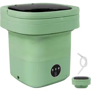Portable Green Mini Washing Machine, 11L Remote Foldable Mini Washer Control with 3 Modes for Underwear, Baby Clothes & Small Items for Apartment, Dorm, Camping, Travel (Green)