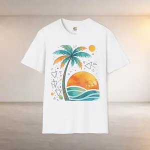 Sunset Palm Beach T-Shirt — Retro Tropical Surf Graphic