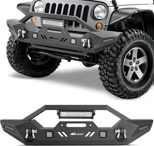 Nilight Front Bumper Compatible for 2007-2018 Wrangler JK/JKU 2018-2025 JL/JLU 2020-2025 Gladiator JT with 72W LED Bar 2 x 18W Pod 2X 18W Single Row Winch Plate rigid industries