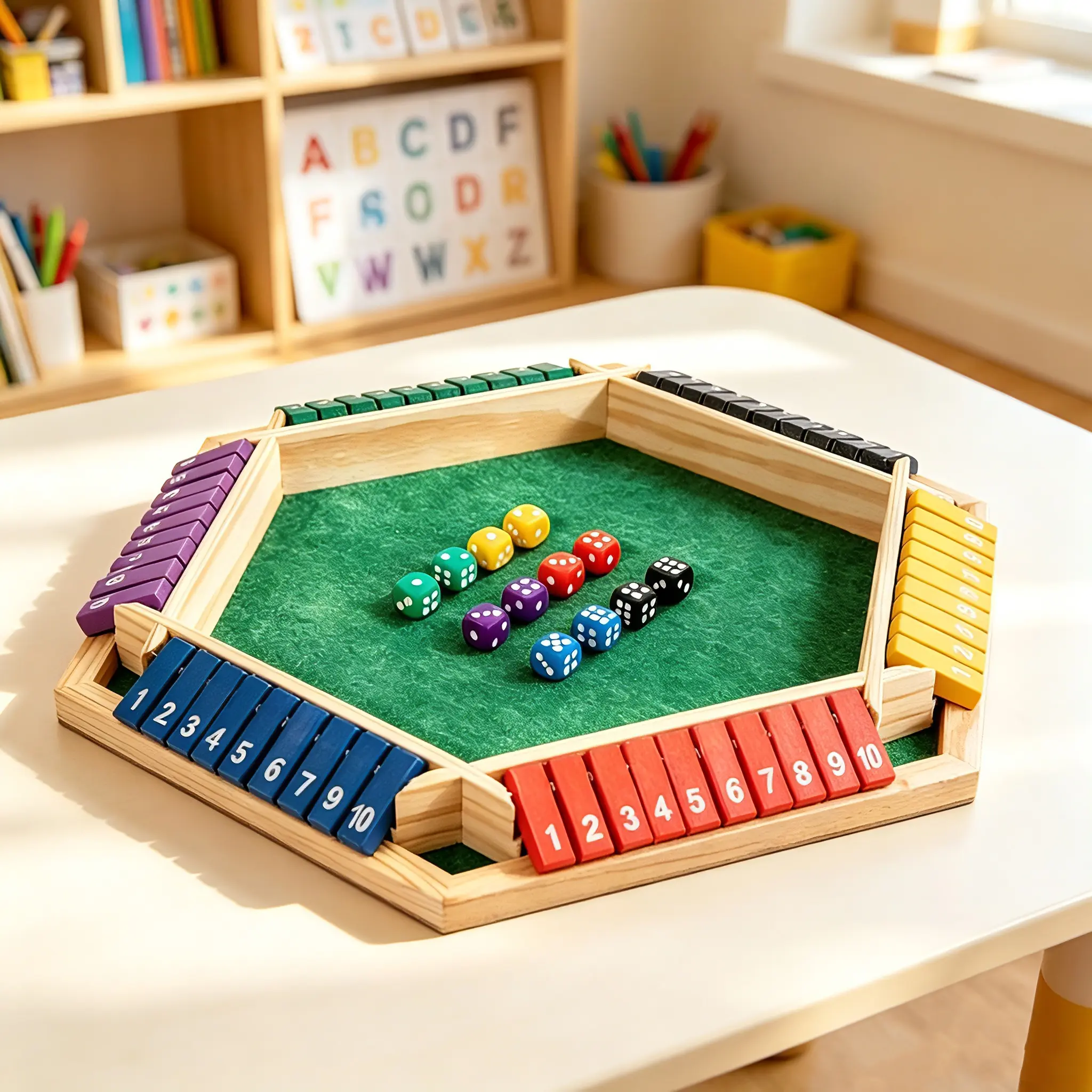 Wooden Closed Box Shut The Box Board Game Set, 1-6 Players Colorful Standard 6-Sided Dice, Family & Adult Toys for Bonding & Guest Entertainment (Toys & Hobbies, Games & Puzzles)
