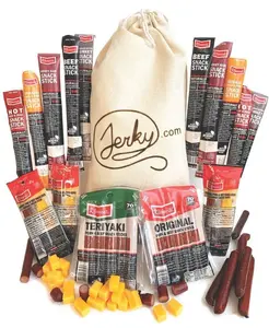 Jerky Gift Basket for Men 26pc Jerky Variety Pack of Beef, Pork, Turkey, & Ham Snack Sticks - High Protein Healthy Snack  Flavor Dry Natural Dried