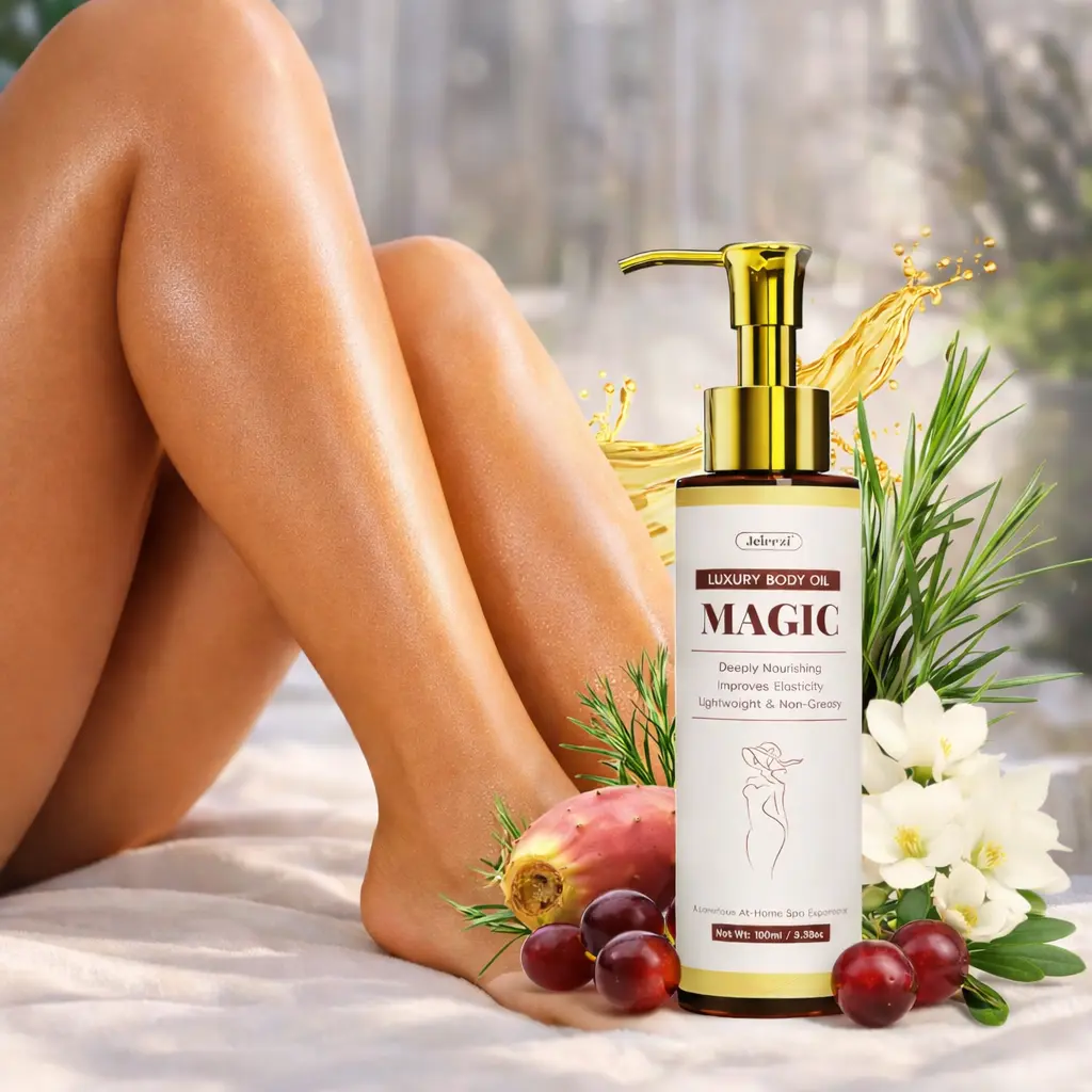 Jeirrzi Body Firming Oil - 3.38 oz Daily Lightweight Body Care Oil with 9 Natural Grape Ingredients, Moisturizing Luxury Spa Gift for Women, Radiant, Nourishing, All Natural Body Oils