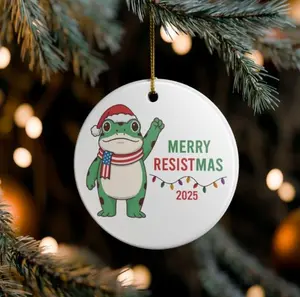 Merry Resistmas Frog Ornament, Funny Political Protest Gift, Portland Frog Meme Christmas Decor