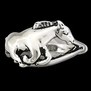 Size 7.75-925 Sterling Silver Galloping Horse Spirit Ring
