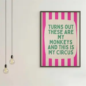 1pcs  Unframed Canvas Wall Art. Theme: "These Are My Monkeys"—a whimsical canvas wall art piece suitable for home decor in bedrooms, kitchens, living rooms, and bathrooms, as well as for decorative art and canvas wall posters in hotels, cafes, offices,