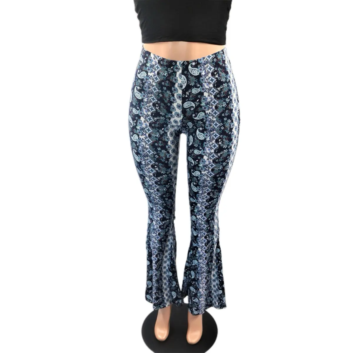 Blue Santana Palazzo Pants forbidden jeans slippery pants High Waisted Comfortable Womenswear Bottom Day