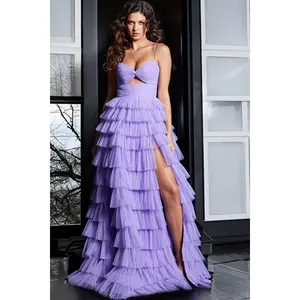 Jovani -38290 Pleated Layered A-Line Prom Dress