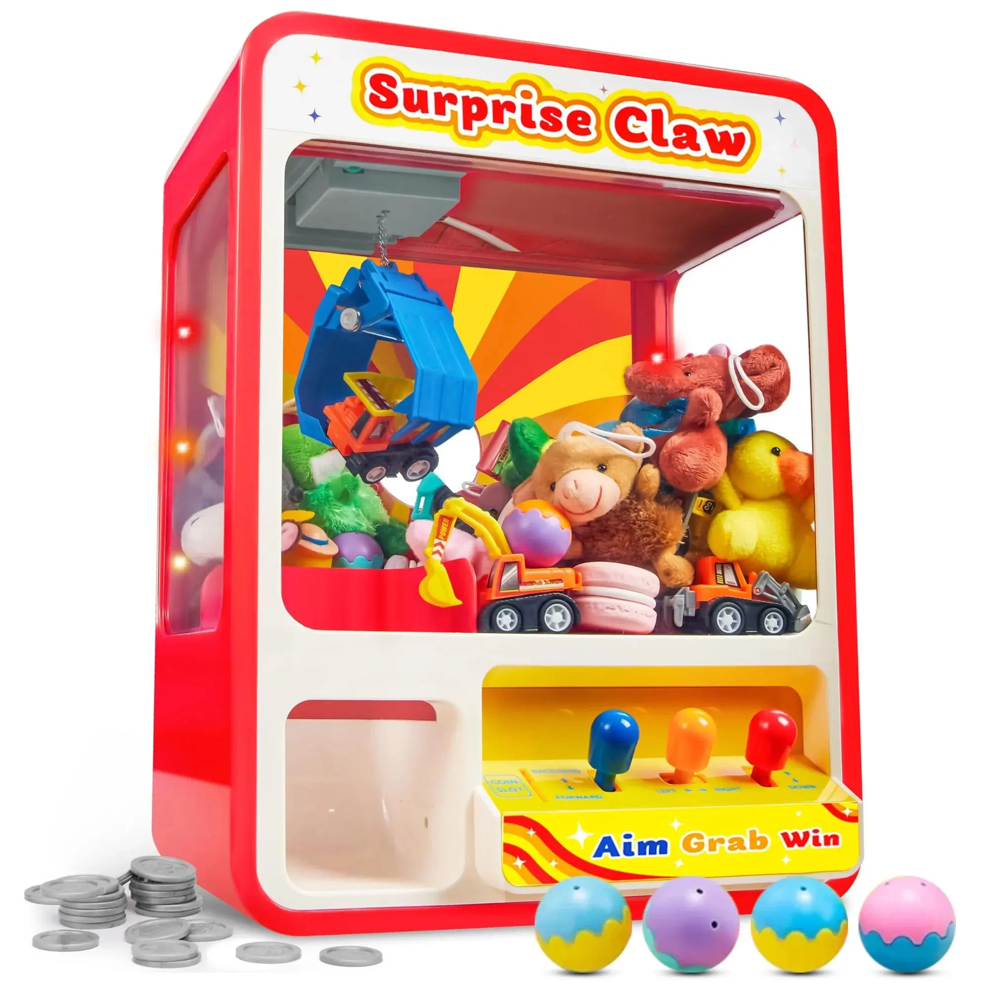 JoyX Claw Machine Arcade Toy for Kids – LED Lights, Adjustable Sound, Mini Vending Machine for Carnival Games – Perfect Christmas & Birthday Gift for Ages 3+