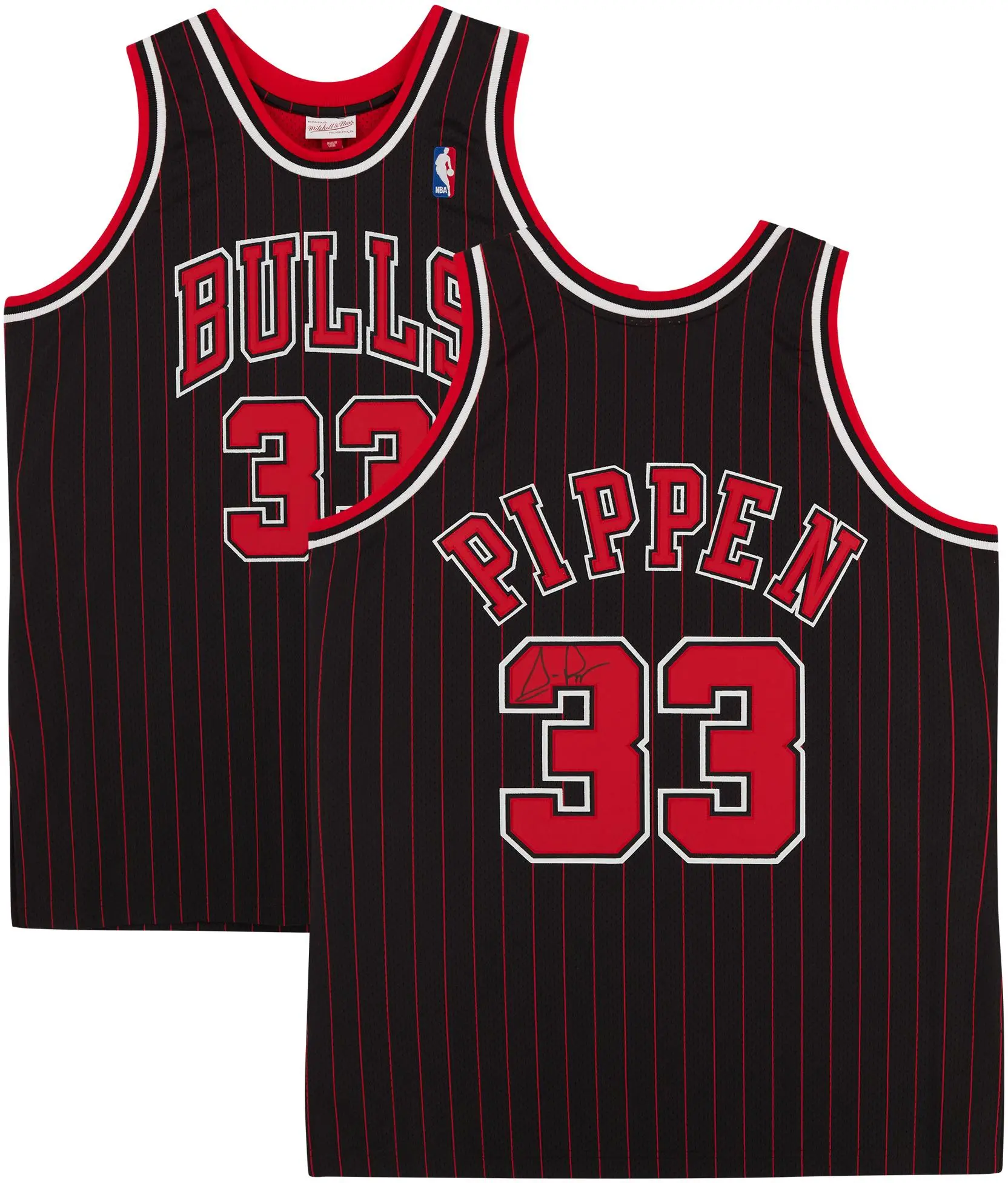 Scottie Pippen Chicago Bulls Autographed Black Mitchell & Ness 1995-1996 Pinstripe Authentic Jersey - Fanatics Authentic Certified - NBA Memorabilia