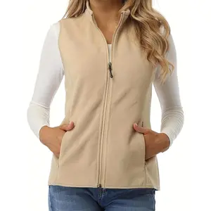 Women's Fleece Vest Jacket Sleeveless Lightweight Zipper Jacket Warm Soft Vest with Zipper Pocket
