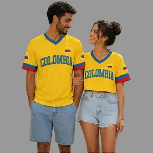 Personalized Name Number Yellow Football Shirt Matching Colombia Crop Top Jersey for Game Day Sports Fan Gift