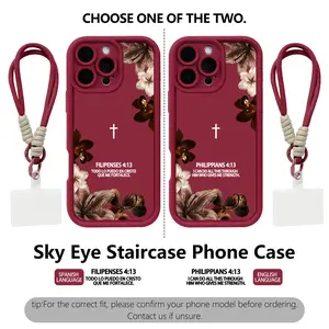 Philippians 4:13 Vintage Floral Cross Lanyard Phone case for iPhone Samsung 17Pro Max Air 16Plus 15 14 13 12 11 XR XS Galaxy S26 S25 S24 S23 S22 cases, Soft TPU, Bumper Drop Protection, Shockproof Drop, Gifts for Her.JL83