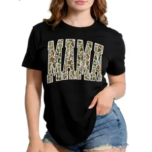 Camo Mama Graphic T-Shirt, 100% Premium Cotton for Proud Mothers, Casual Streetwear Everyday Wear Tee, Heartfelt Mother's Day Birthday Gift TShirt, Durable and Soft T Shirt for Mom.