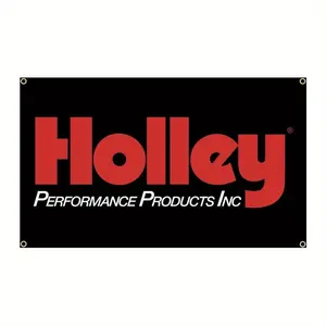 Holley Performance Products Racing Banner Flag 3x5ft - Durable Polyester with Bold Red & White Logo on Black, Weather-Resistant Garage, Home, Boat & Auto Decor, Car Enthusiast Gift, Sleek Graphic Design, Highquality Fabric