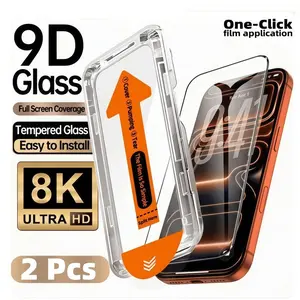 2-Pack HD Full-Coverage Tempered Glass Screen Protector, Auto Dust Removal, Compatible with iPhone 17 Pro Max, Air, 17e, 16 Pro Max, 15, 14 Plus, 13, 12 Mini, 11 Pro Max, X, XS Max, XR, Anti-Scratch, Bubble-Free, Installation