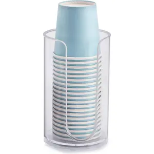 Bathroom Cup Dispenser, 3oz-5oz Small Disposable Paper Cups Holder for Bathroom Vanity Countertop's Rinsing/Mouthwash Cups, Clear