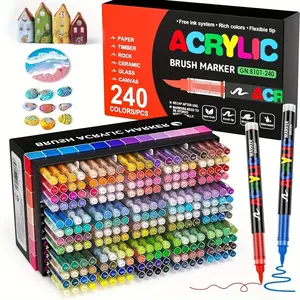 Guangna 240 Color Acrylic Markers Set, Professional Art Supplies for Drawing & Painting, Ideal Gift for Artists & DIY Enthusiasts