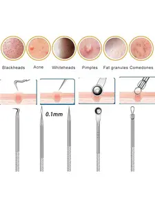 7 PCS Stainless Steel Blackhead Removal Kit, Tweezers, Extraction Tools for Estheticians,Pimple Extractor, Pore Cleaner Tool,Gentle and Easy to Clean