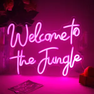 Welcome To The Jungle Neon Sign, USB Plug Powered LED Glowing Wall Mounted Neon Light, Decoration Lamp for Home Wall Decoration, Party Atmosphere