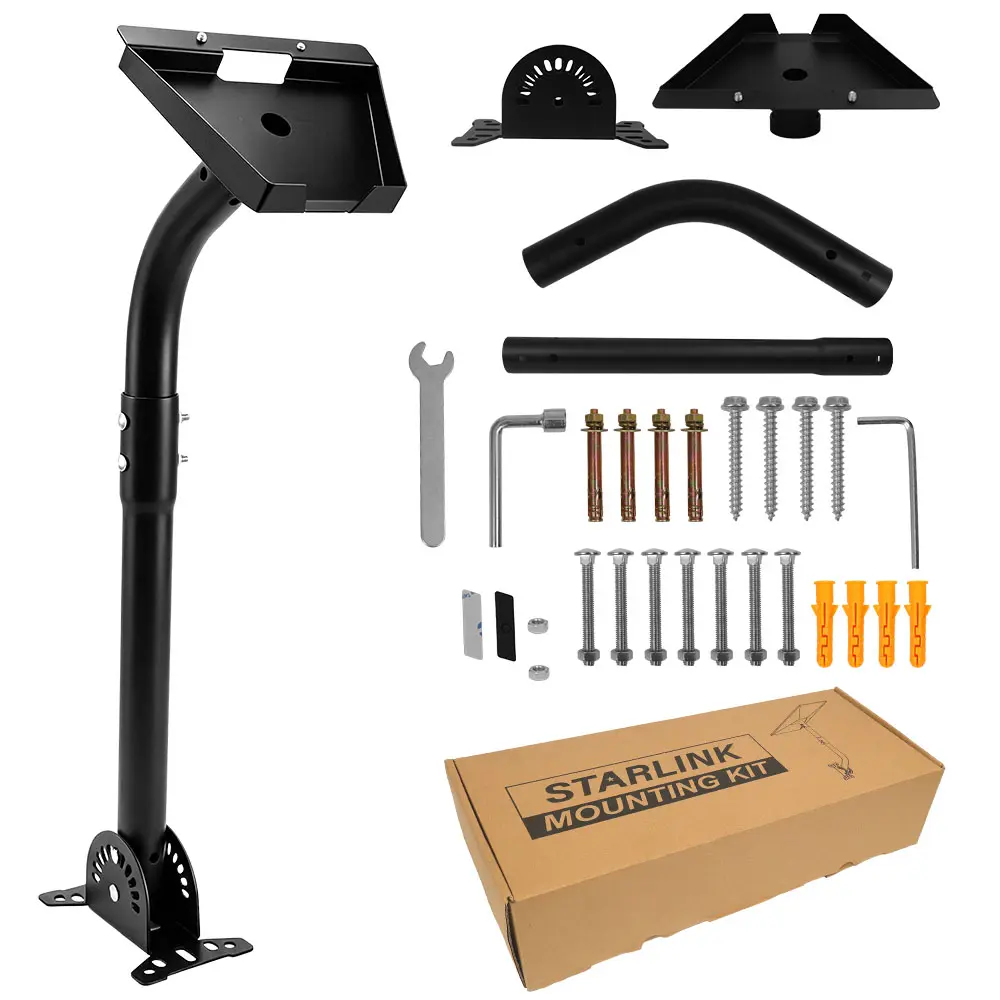 Starlink Gen 3 Mount Kit, Adjustable Roof Mount, Wall Mount Bracket, Starlink Pipe Adapter, Heavy Duty Metal Pole Mount,, Weatherproof Outdoor Mounting Kit, RV Mount, Camper Mount, Van Life Accessories, Off Grid Internet, Starlink Accessories