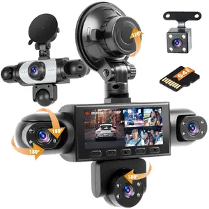 Dashcam 5 Channels, Front and Rear, 1080p, with 64GB TF Card, 3.16-Inch IPS Screen, Wide Angle, Night Vision, Dash Cam with Loop Recording, Micro Sd, 150°/120° Wide Angle