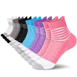 IRAMY Women's Elastic Compression Ankle Socks - 6/12 Pairs Bundle, Coolmax Sweat Wicking, Cushioned, Breathable Mesh, Athletic Running Socks for Plantar Fasciitis Relief, Active Recovery, Built for Running, Gym & Tennis, Sweat Wicking Socks