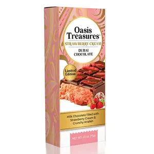 Strawberry Cream Dubai Chocolate Bar Oasis Treasures Limited Edition 2.6 oz - Milk Chocolate with Strawberry Cream & Crunchy Knafeh  Easter & Spring Basket Gift