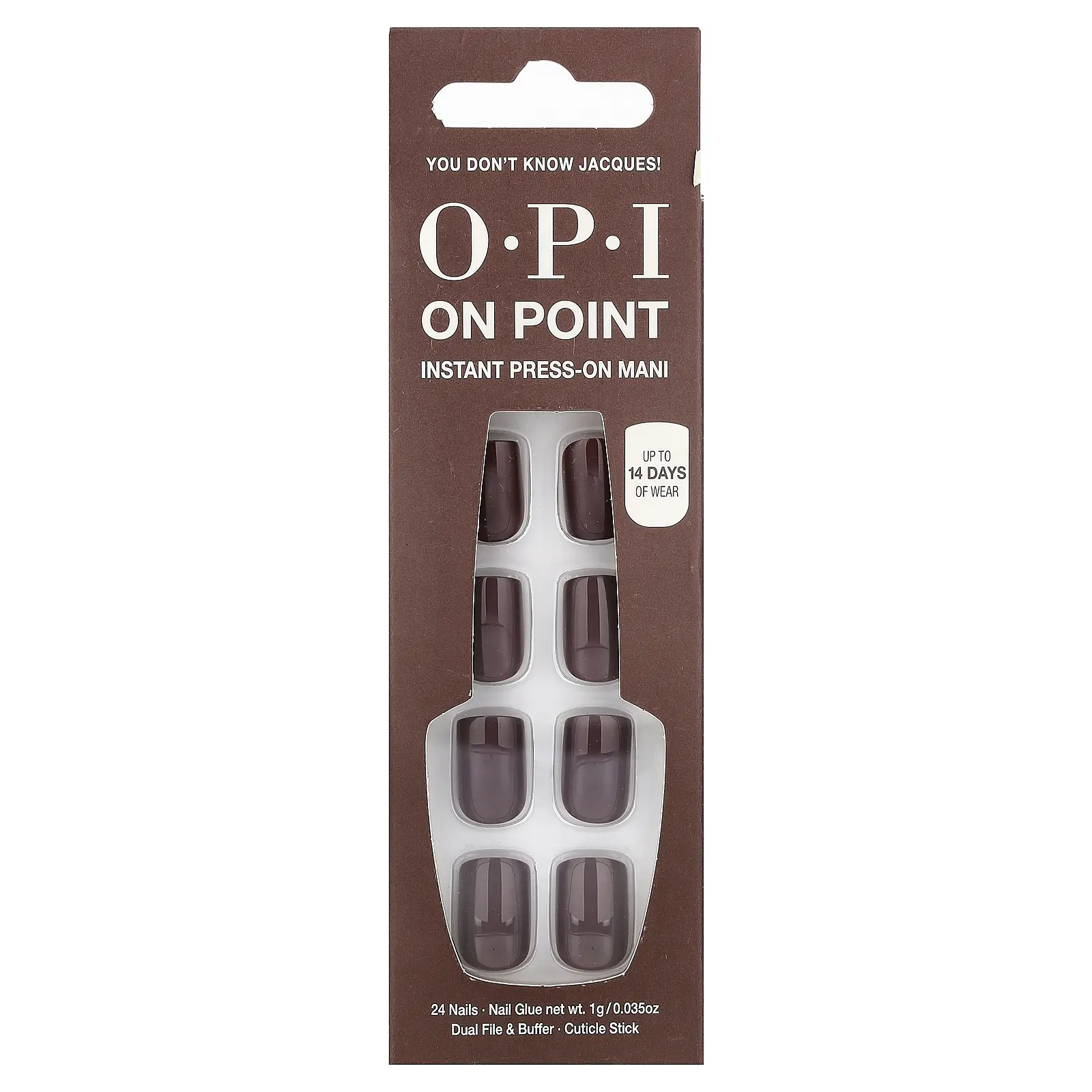OPI On Point, Instant Press-On Mani, Short Length, You Don't Know Jacques!, 27 Piece Kit