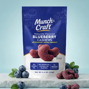 Munch Craft Blueberry Cashews - Air Roasted, Bold Flavor Coating, 4.4 oz Resealable Bags, Premium Crunchy Quality