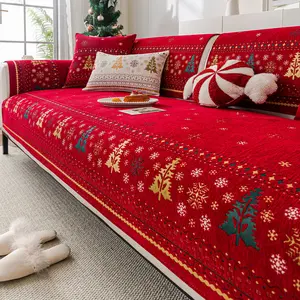 1pc Chenille Christmas Style Sofa Cushion, Non-Slip Sofa Cushion, Universal for All Seasons, Machine Washable, Multi Size Sofa Protector, Pet Friendly, Sofa Couch Covers