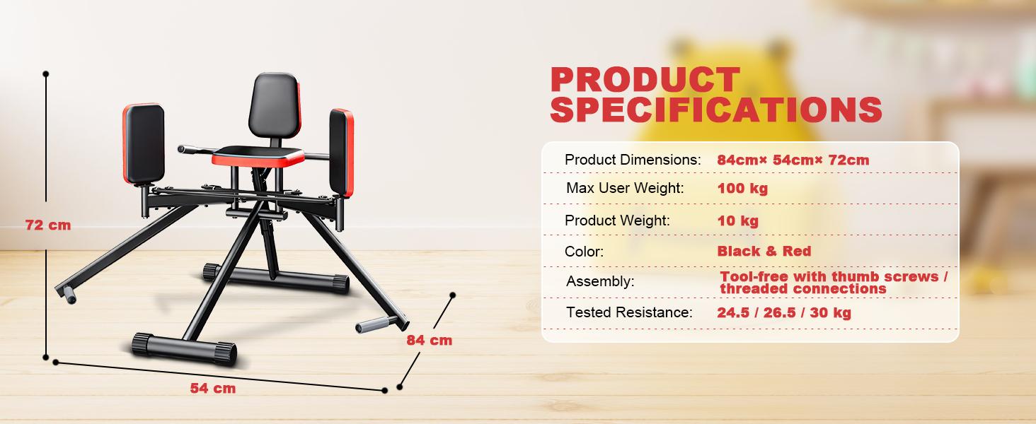 Adjustable Strength Training Glutes Gym Machine Hip Abductor for Home Gym Glute & Thigh Exercise Equipment with 2 Resistance Levels & 35lb Band for  Fitness