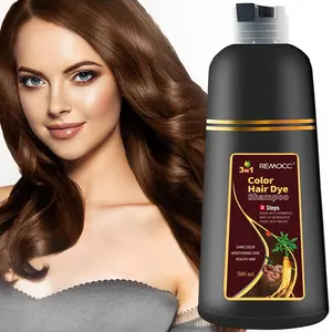 Remocc Instant Chestnut Hair Dye Shampoo for Women Men, Hair Coloring Shampoo for Gray Hair, 500ml Herbal Ingredients 3 in 1 Maroon Hair Dye - 100% Gray Coverage Coloring in Minutes 16.9 Fl Oz