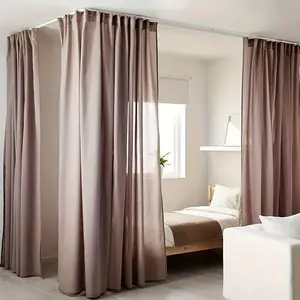 Flexible Ceiling Curtain Track System with Multiple Hooks and Stands, Metal Rail, Adjustable Curtain Rods for Room Dividers, Bathroom, Rvs, Durable Multi-Function Hardware