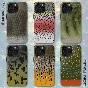 Fish Skin Pattern Fishing Phone Case, Trout Fish Angler Phone Cover, Fishes Hunting 17 Air Pro Max