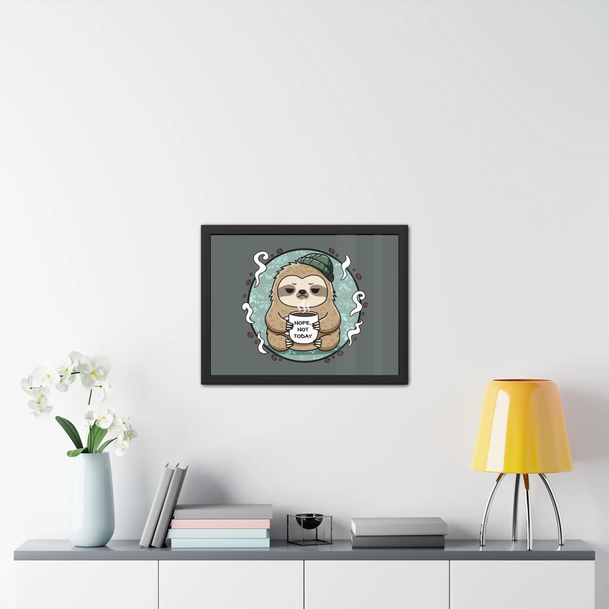 Nope, Not Today Sloth Framed Poster Decor Hanging
