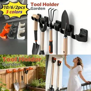 Heavy-Duty Wall-Mounted Gardening Tools Organizers, 10pcs/6pcs/2 Pcs Set for Broom Shovel Rake, Durable Plastic Material