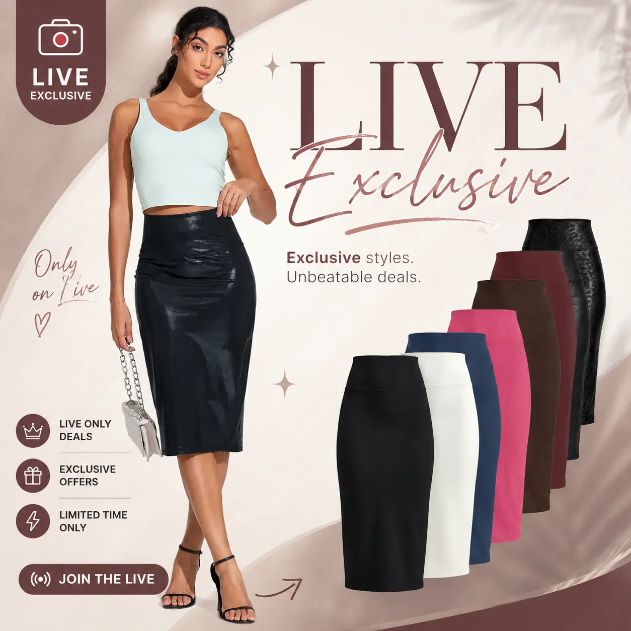THE GYM PEOPLE【Live Exclusive】High Waist Shaping Pencil Skirt - Curve Enhancing Bodycon Midi Skirt with Sexy Back Slit - Must-Have Versatile Skirt