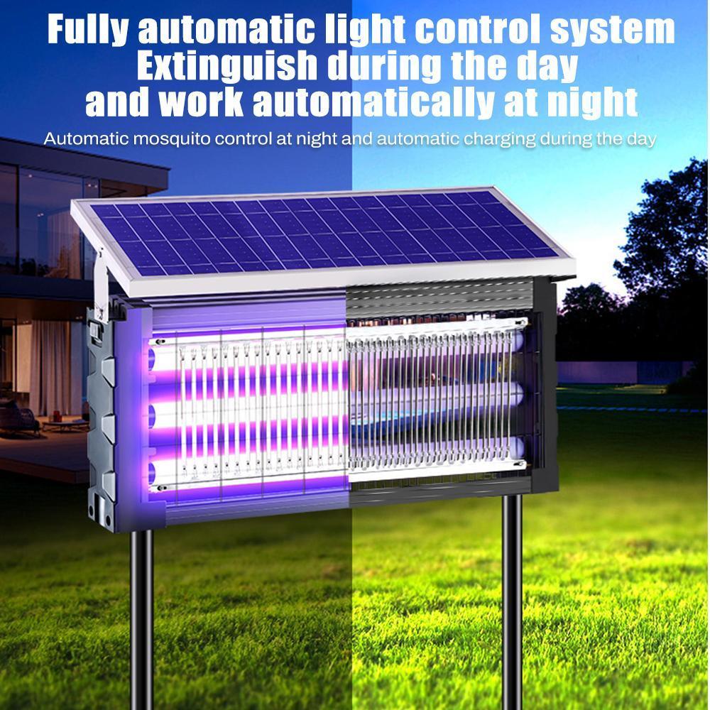 Solar Insect Zapper Outdoor 20W, Mosquito Killer Lamp with 3 Tubes, Dual Charging & 6000mAh Battery