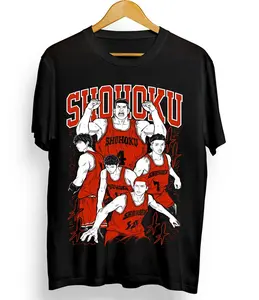 Men's Slam Dunk Anime Cotton T-Shirt - S-5XL, Basketball Manga Print Apparel, Breathable Unisex Crewneck Short Sleeve, Otaku Streetwear with Ideal Fit for Men