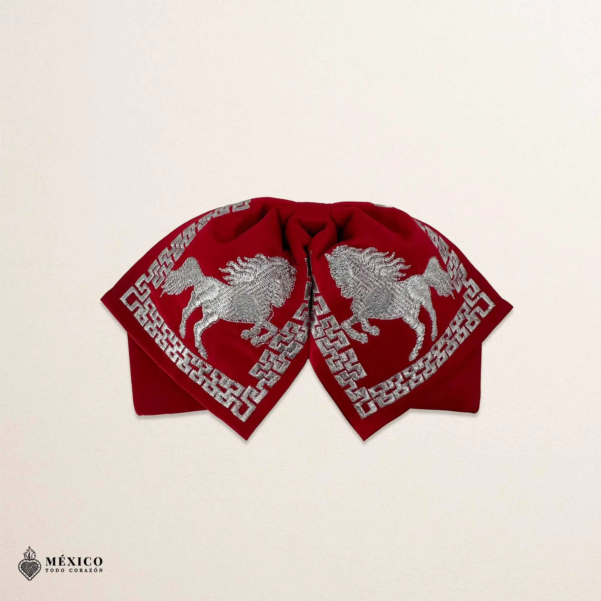 Mexican Embroidered Charro Moño – Traditional Satin Mariachi Bow Tie
