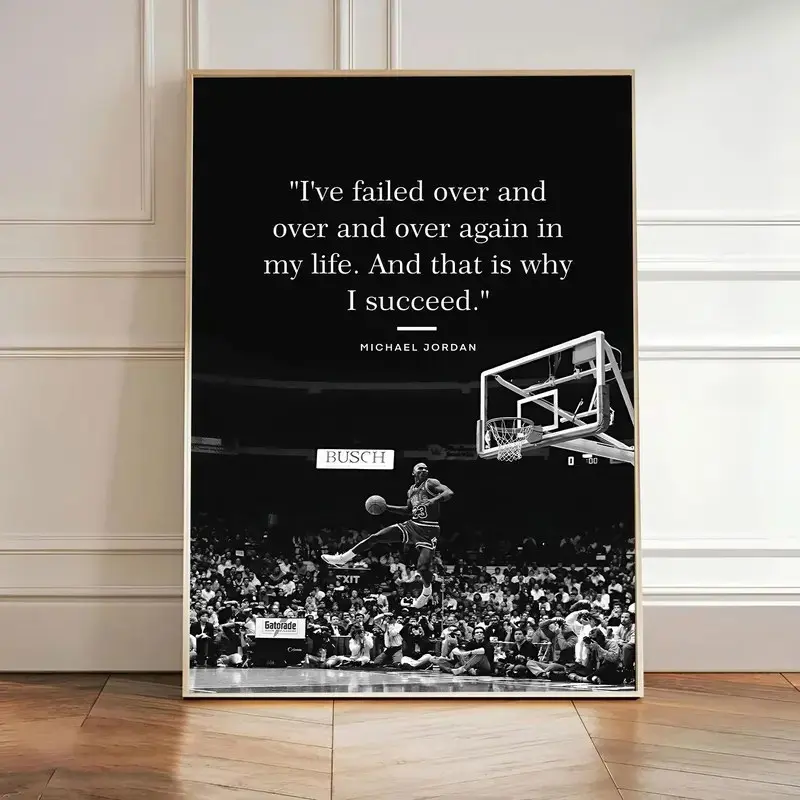 (No Frame) Michael Jordan GOAT Bold MJ Wall Art - 200gsm Matte Feel Fade-Resistant Mount-Ready Paper Print, Customizable Vintage Athlete Decor, Man Cave Decor, Sports Motivation Gift for Basketball Fans