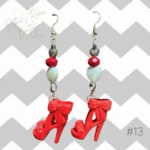 Ruthie's Room Doll Shoe Purple Beaded Hook Earrings with Unique Spider Charm & Silver Hook for Quirky Outfits #09, #10, #11