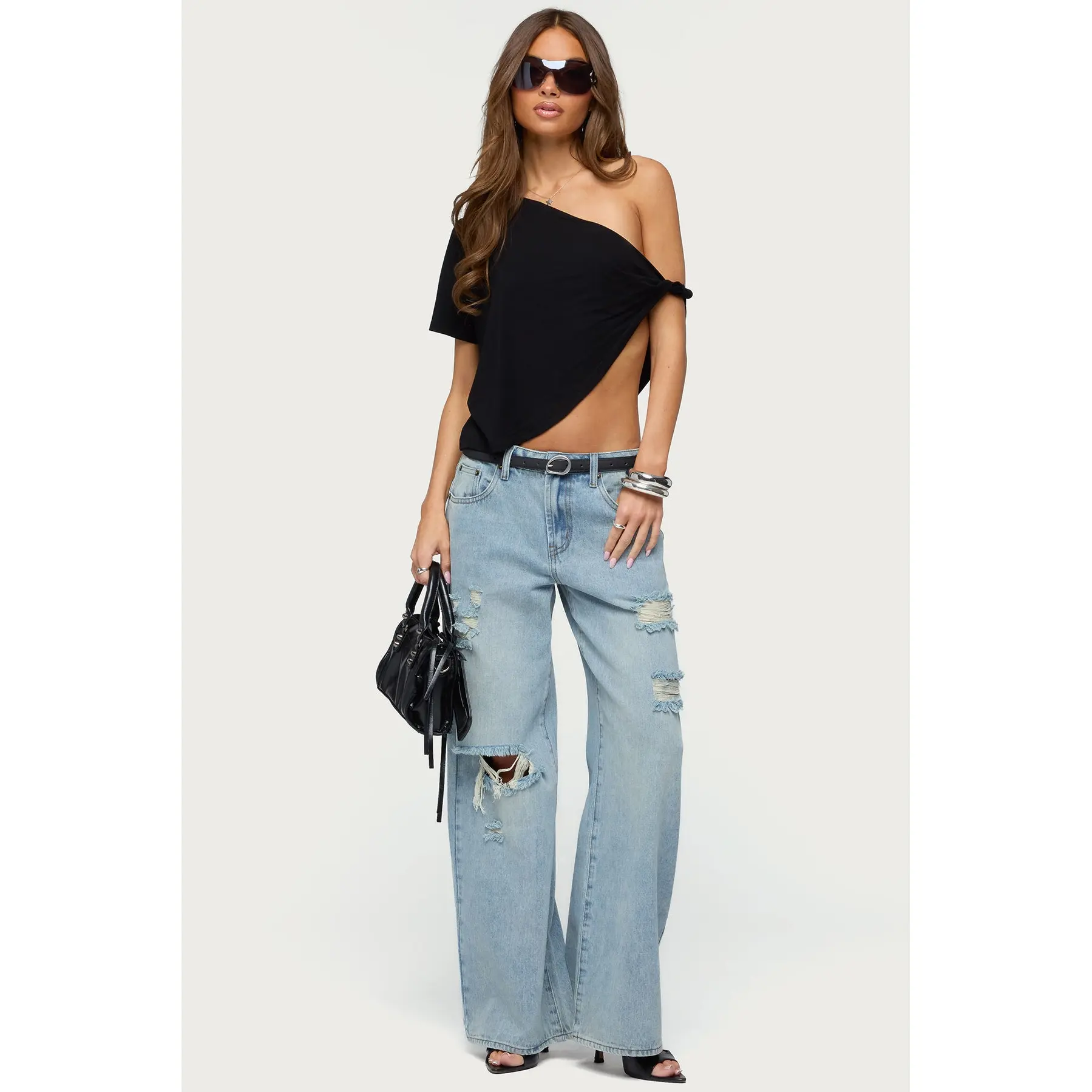 Ellah Distressed Low Rise Baggy Jeans