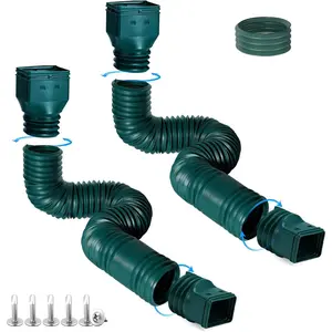 Rain Gutter Downspout Extensions, Flexible Downspout Extender with 58"+68" Extendable Pipes for Rain Water Drainage, Durable Down Spout Drain Extension with Connector