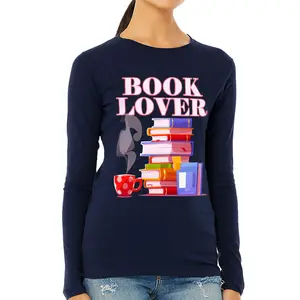 Book Lover T shirt Long Sleeve Black
